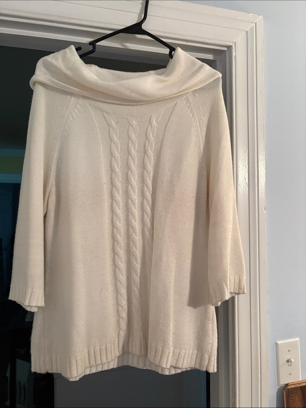 Kim Rogers Cream Cable Cowl-Neck Sweater